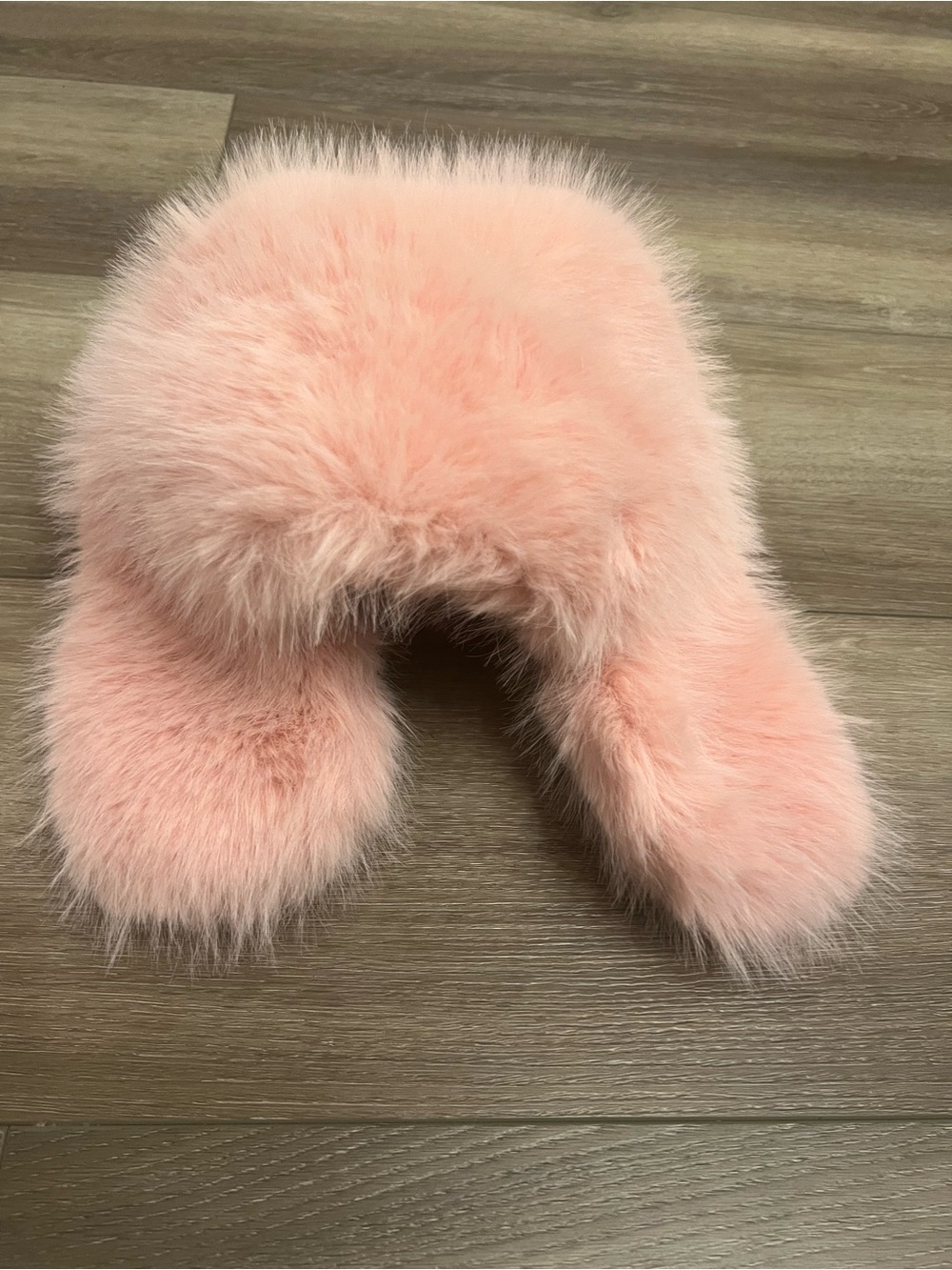 Plush Faux Fur Earflap Hat in Soft Pink